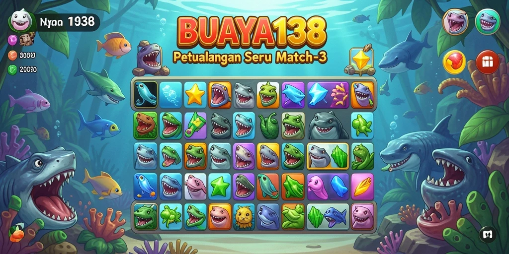 Tampilan menawan gameplay BUAYA138 dengan elemen Match-3.