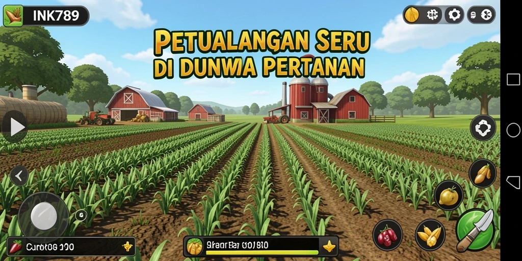 Tampilan gameplay INK789 yang menarik dan penuh warna di dunia pertanian.