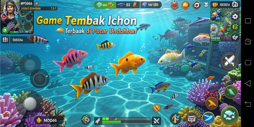 Screenshot gameplay MPO666 menampilkan aksi seru menembak ikan.