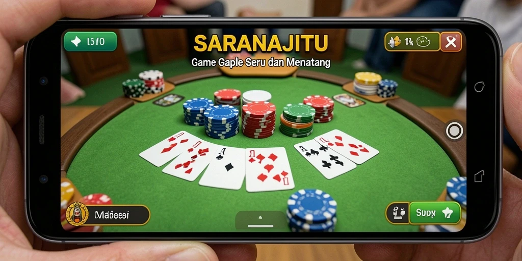 Screenshot gameplay SARANAJITU yang menampilkan aksi seru permainan Gaple.