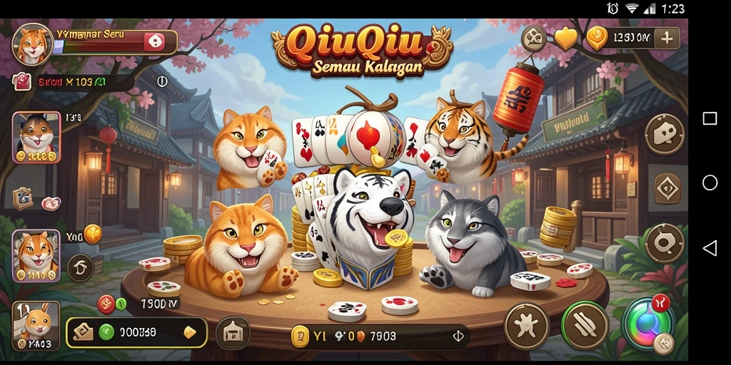 Tampilan gameplay QiuQiu yang seru dan penuh tantangan.